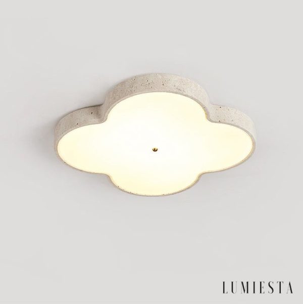 Chmurovia - Lampa sufitowa trawertynowa, żółto-biała, do salonu, Ø36/53 cm