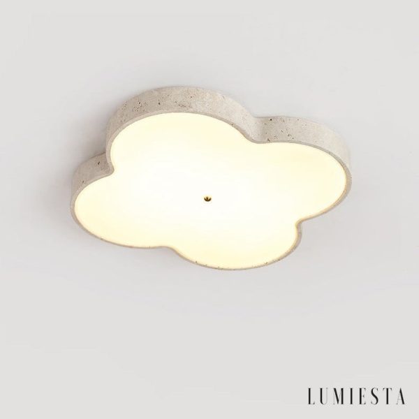 Chmurovia - Lampa sufitowa trawertynowa, żółto-biała, do salonu, Ø36/53 cm