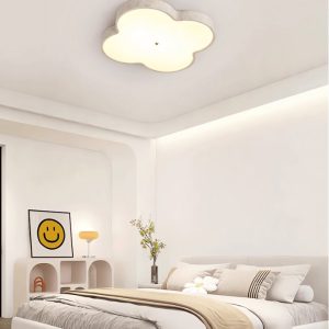 Chmurovia - Lampa sufitowa trawertynowa, żółto-biała, do salonu, Ø36/53 cm