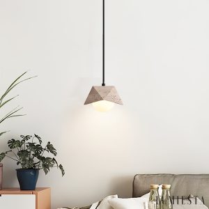 Coimbris - Lampa wisząca trawertynowa, żółto-biała, nad stół, Ø18x9 cm