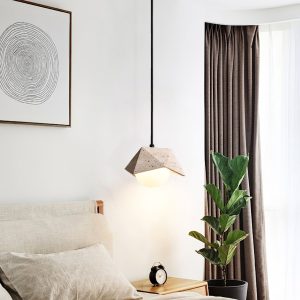 Coimbris - Lampa wisząca trawertynowa, żółto-biała, nad stół, Ø18x9 cm