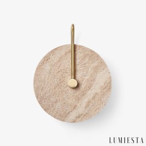 Cordovia - Lampa wisząca travertynowa, złota do salonu i jadalni, Ø25 x 32 cm