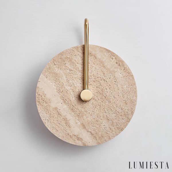 Cordovia - Lampa wisząca travertynowa, złota do salonu i jadalni, Ø25 x 32 cm