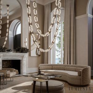 Costieris - Lampa wisząca glamour, złota i biała do salonu, Ø50/80/100/120/165 cm