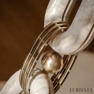 Costieris - Lampa wisząca glamour, złota i biała do salonu, Ø50/80/100/120/165 cm