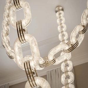 Costieris - Lampa wisząca glamour, złota i biała do salonu, Ø50/80/100/120/165 cm