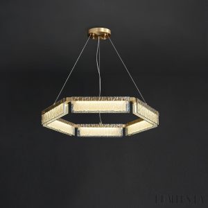 Domulux - Lampa sufitowa glamour, polerowany mosiądz do salonu, Ø70/91 cm