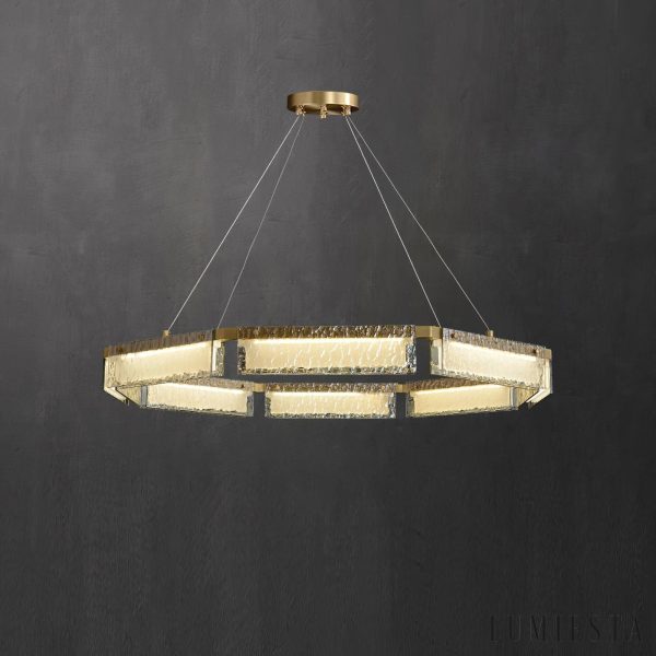 Domulux - Lampa sufitowa glamour, polerowany mosiądz do salonu, Ø70/91 cm