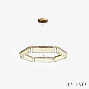 Domulux - Lampa sufitowa glamour, polerowany mosiądz do salonu, Ø70/91 cm