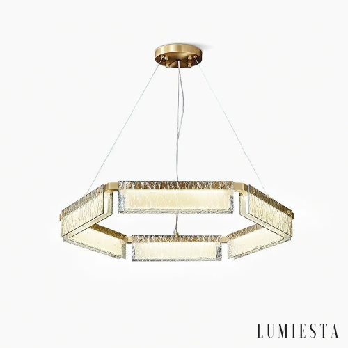 Domulux - Lampa sufitowa glamour, polerowany mosiądz do salonu, Ø70/91 cm