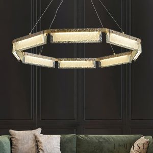 Domulux - Lampa sufitowa glamour, polerowany mosiądz do salonu, Ø70/91 cm