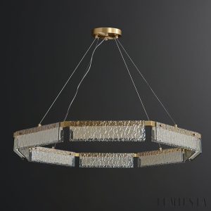 Domulux - Lampa sufitowa glamour, polerowany mosiądz do salonu, Ø70/91 cm