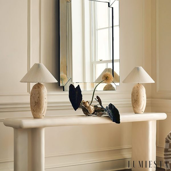 Lumiesta-dunaria-321-lampa-stoowa-trawertynowa-to-biay-abaur-do-salonu-40x47-cm-2.jpg Gramera - Lampa stołowa trawertynowa, żółto-biały abażur, do salonu, Ø40x47 cm