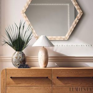 Lumiesta-dunaria-321-lampa-stoowa-trawertynowa-to-biay-abaur-do-salonu-40x47-cm-3.jpg Gramera - Lampa stołowa trawertynowa, żółto-biały abażur, do salonu, Ø40x47 cm