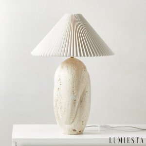 Lumiesta-dunaria-321-lampa-stoowa-trawertynowa-to-biay-abaur-do-salonu-40x47-cm-5.jpg Gramera - Lampa stołowa trawertynowa, żółto-biały abażur, do salonu, Ø40x47 cm