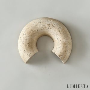 Triwiera - Kinkiet trawertynowy, nowoczesny, żółty do salonu, ∅19×22 cm