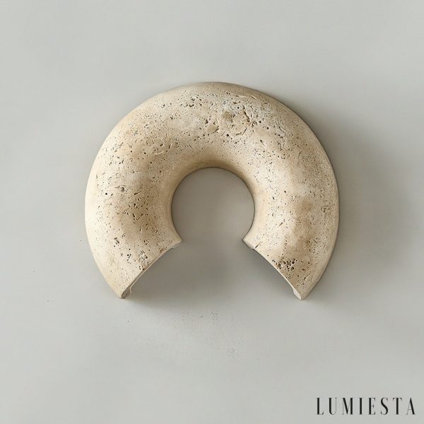 Triwiera - Kinkiet trawertynowy, nowoczesny, żółty do salonu, ∅19×22 cm