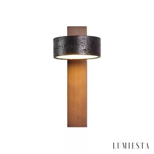 Ferraris - Kinkiet nowoczesny, drewno orzechowe i trawertyn, do salonu, 10x23 cm