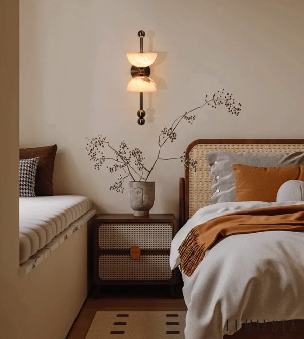 Firenzeo - Lampa wisząca alabastrowa brązowo-biała do salonu Ø15 x 43 cm