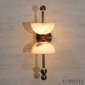 Firenzeo - Lampa wisząca alabastrowa brązowo-biała do salonu Ø15 x 43 cm