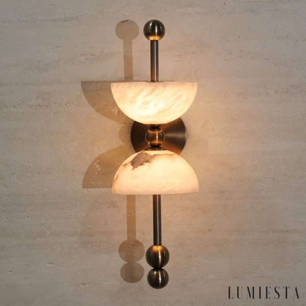 Firenzeo - Lampa wisząca alabastrowa brązowo-biała do salonu Ø15 x 43 cm