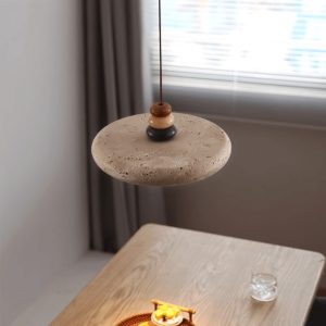 Florentis - Lampa wisząca trawertynowa żółta, nad stół, Ø30/40 cm