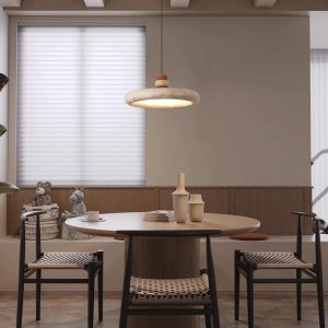 Florentis - Lampa wisząca trawertynowa żółta, nad stół, Ø30/40 cm