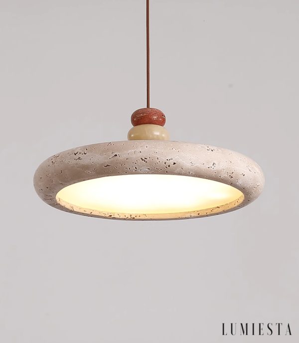 Florentis - Lampa wisząca trawertynowa żółta, nad stół, Ø30/40 cm