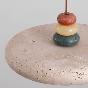 Florentis - Lampa wisząca trawertynowa żółta, nad stół, Ø30/40 cm