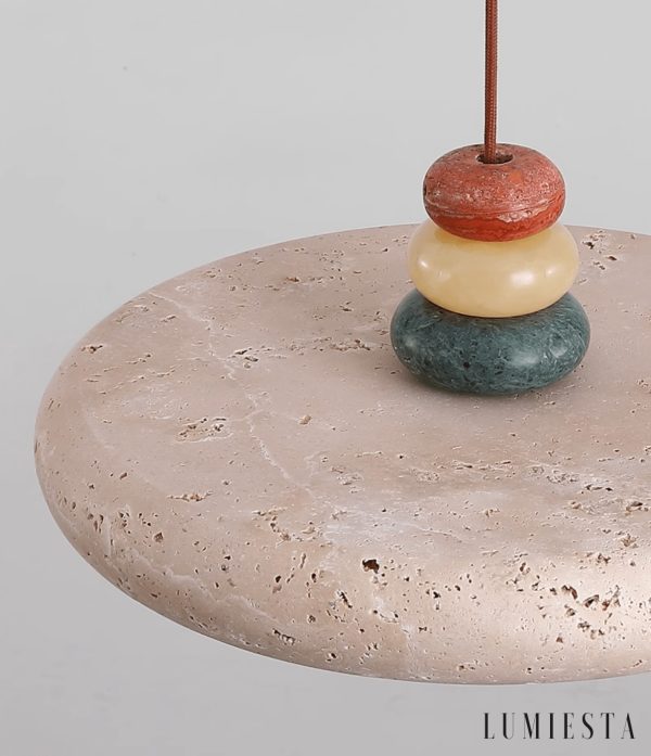 Florentis - Lampa wisząca trawertynowa żółta, nad stół, Ø30/40 cm