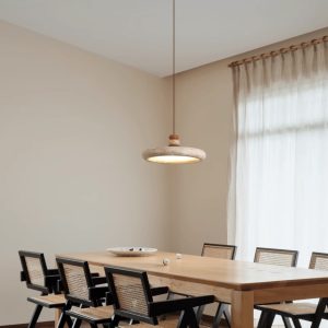 Florentis - Lampa wisząca trawertynowa żółta, nad stół, Ø30/40 cm