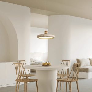 Florentis - Lampa wisząca trawertynowa żółta, nad stół, Ø30/40 cm