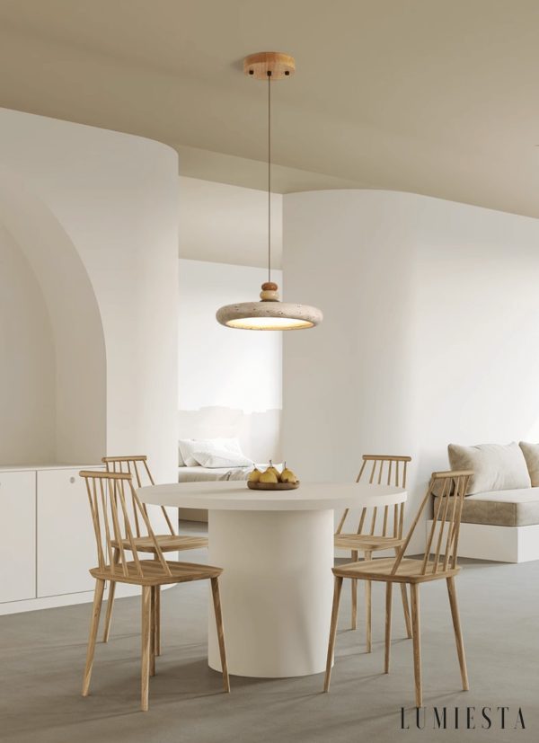 Florentis - Lampa wisząca trawertynowa żółta, nad stół, Ø30/40 cm