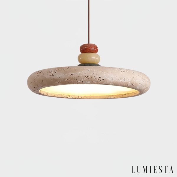 Florentis - Lampa wisząca trawertynowa żółta, nad stół, Ø30/40 cm
