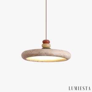 Florentis - Yellow travertine pendant lamp, for above the table, Ø30/40 cm