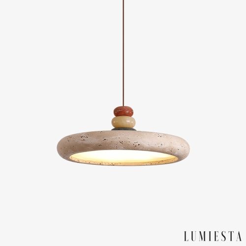 Florentis - Yellow travertine pendant lamp, for above the table, Ø30/40 cm