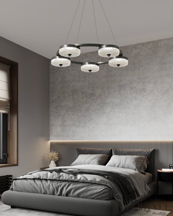 Fontenia - Lampa wisząca loftowa metalowa, czarna, do salonu, Ø60/80/100 cm