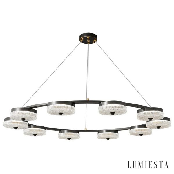 Fontenia - Lampa wisząca loftowa metalowa, czarna, do salonu, Ø60/80/100 cm