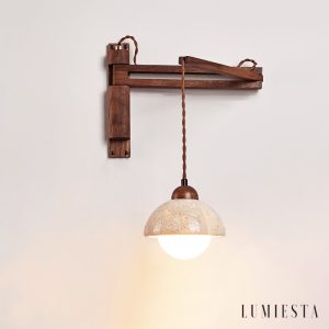 Forumis - Kinkiet trawertynowy, nowoczesny, żółty do sypialni, Ø15x18 cm