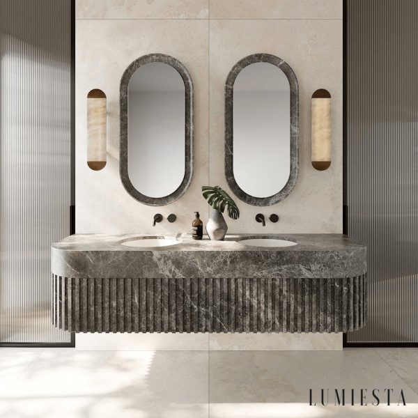 Galliax - Lampa wisząca metalowa alabastrowa brązowo-biała do salonu Ø12x60 cm