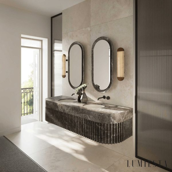 Galliax - Lampa wisząca metalowa alabastrowa brązowo-biała do salonu Ø12x60 cm