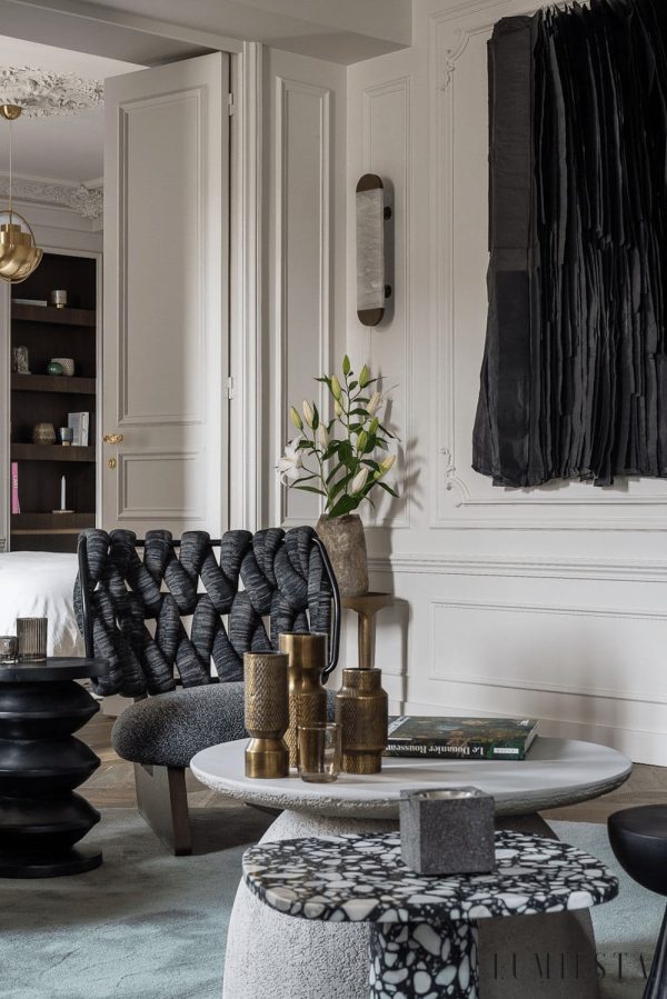 Galliax - Lampa wisząca metalowa alabastrowa brązowo-biała do salonu Ø12x60 cm