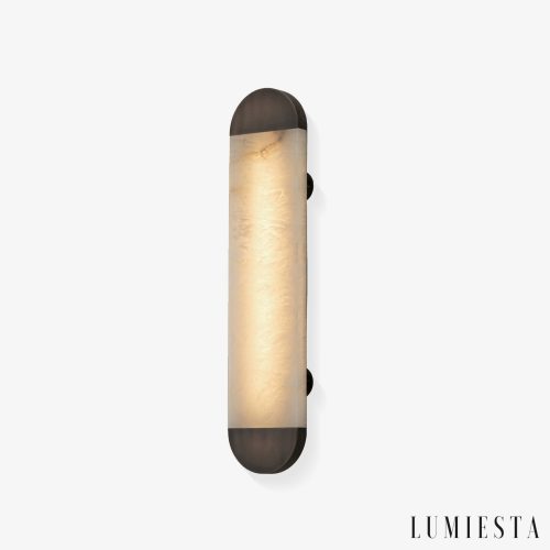 Galliax - Lampa wisząca metalowa alabastrowa brązowo-biała do salonu Ø12x60 cm