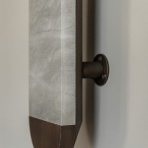 Galliax - Lampa wisząca metalowa alabastrowa brązowo-biała do salonu Ø12x60 cm