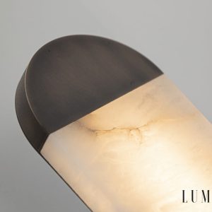 Galliax - Lampa wisząca metalowa alabastrowa brązowo-biała do salonu Ø12x60 cm