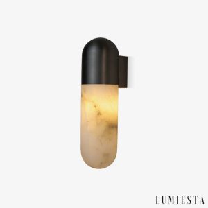 Genolux - Lampa wisząca nowoczesna alabastrowa, czarna/biała, salon Ø8x28 cm