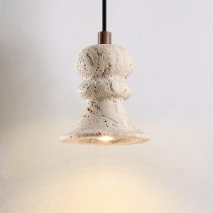 Genovix - Lampa wisząca trawertynowa żółta nad stół Ø12x13cm