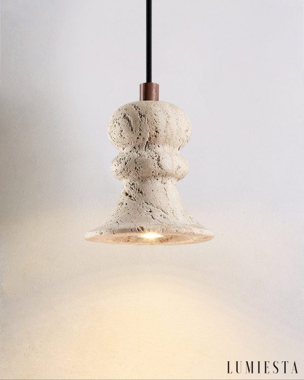 Genovix - Lampa wisząca trawertynowa żółta nad stół Ø12x13cm