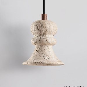 Genovix - Lampa wisząca trawertynowa żółta nad stół Ø12x13cm