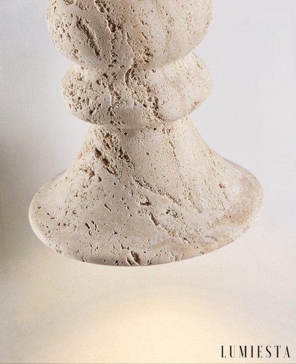 Genovix - Lampa wisząca trawertynowa żółta nad stół Ø12x13cm